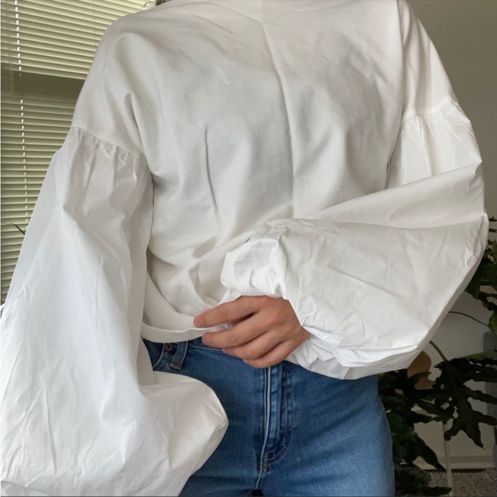 Balloon sleeve 100% cotton shirt